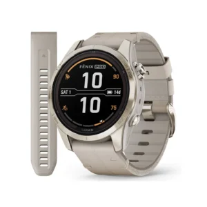 Garmin Fenix 7S Pro Sapphire Solar Jasnozłoty ze skórzanym paskiem [010-02776-30]